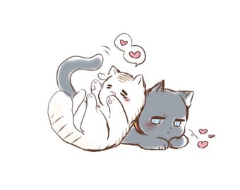 Cartoon Cute Two Cat Temporary Tattoo Vintage Fake Waterproof Etsy