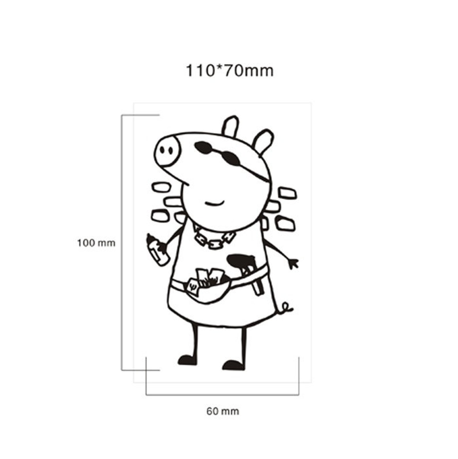 Cartoon Black Peppa Pig Temporary Tattoo Vintage Fake - Etsy