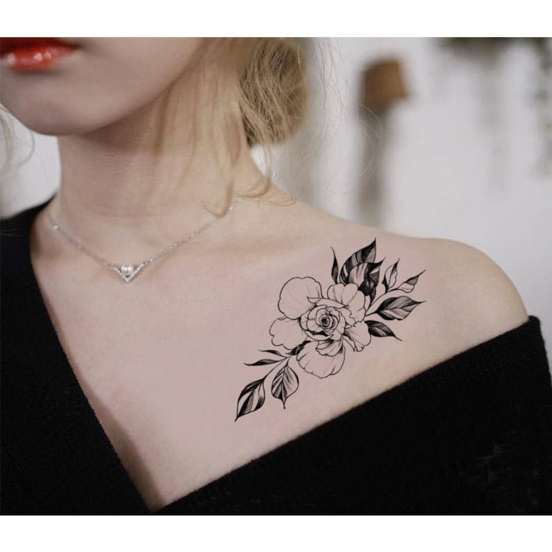 Floral Flower Temporary Tattoo Vintage Fake Waterproof Boho Etsy