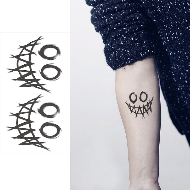 Set of 2 Grimace Smiling Face temporary tattoo vintage Fake Etsy