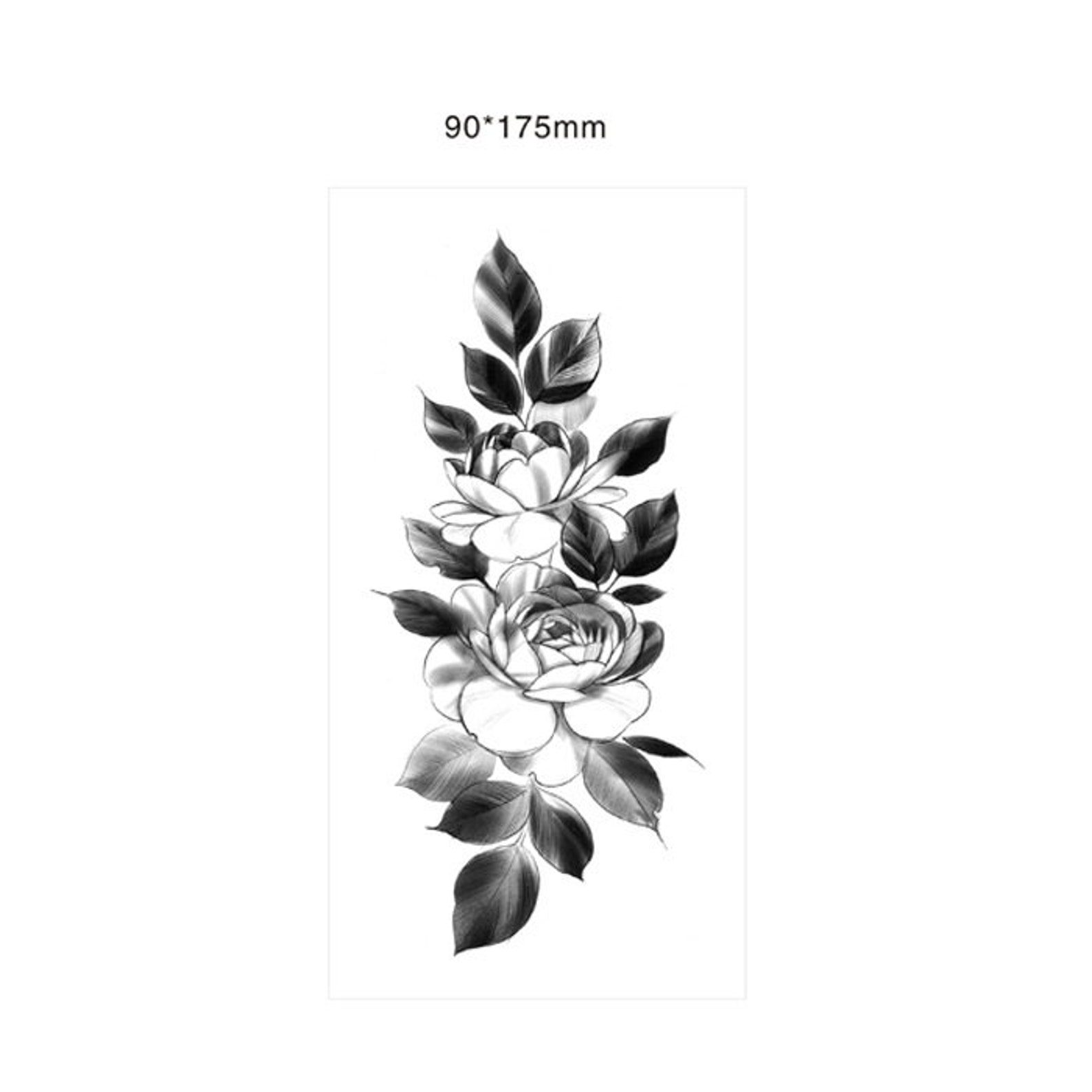 Black Large Floral Temporary Tattoo Vintage Fake Waterproof Etsy