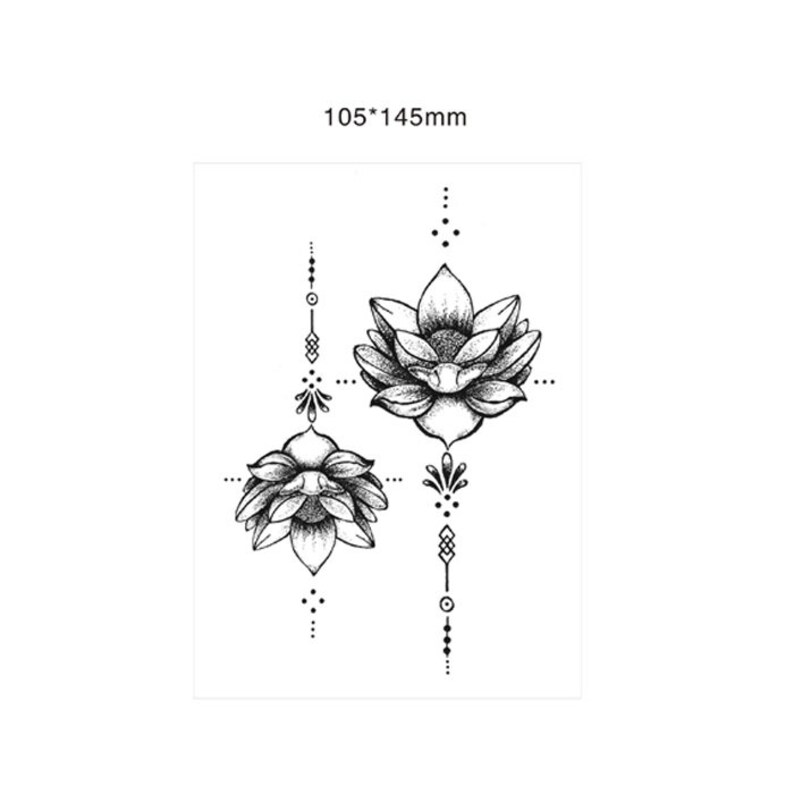 Set of 2 Black Lotus Floral Flower Temporary Tattoo Vintage | Etsy