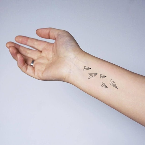 Simple Paper Plane Temporary Tattoo Vintage Fake Waterproof Etsy