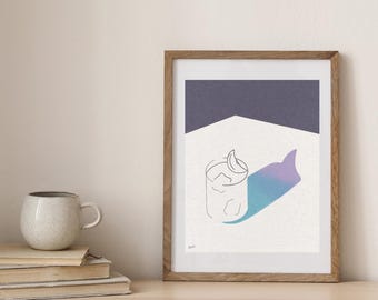 Minimalistischer Cocktail Kunstdruck, Mid Century Modern Drink Küche Poster, Vintage Style Getränkedesign, Wohnkultur Wand Kunst Geschenk