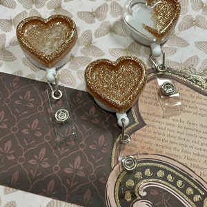 Gold heart badge reel for nurses, gold badge reel ,heart badge reel