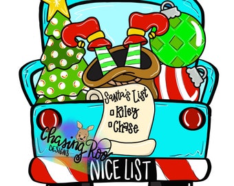 TEMPLATE - Christmas Truck Door Hanger Template - Elf - Christmas Ornaments- Christmas Tree - Truck Template - Christmas Template
