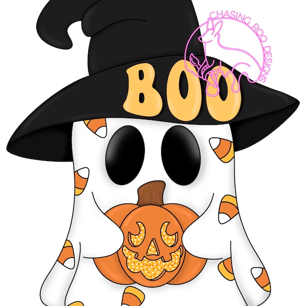 TEMPLATE- Candy Corn Ghost Door Hanger - Cute Ghost - Ghost Sign - Halloween - Fall - Door Wreath Template - Ghost