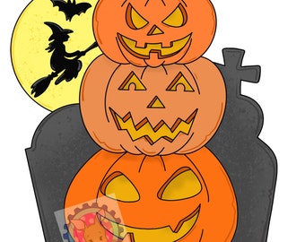 TEMPLATE -  Halloween Door Hanger Template - Pumpkin - Spooky Template - Halloween