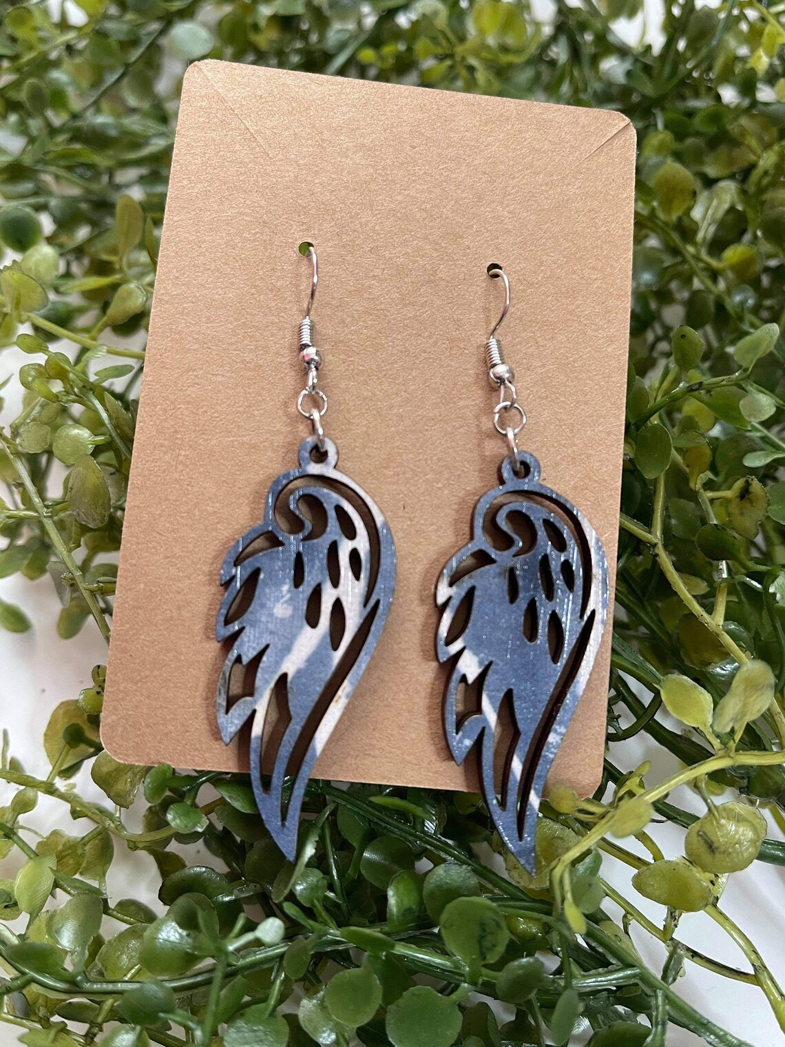 Wings Wooden Earrings Angel Wing Earrings Wood Dangle Etsy