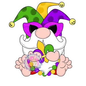 TEMPLATE - Mardi Gras Gnome Door Hanger Template - Gnome - Mardi Gras - Beads - Funny Template  - Door Wreath - Template