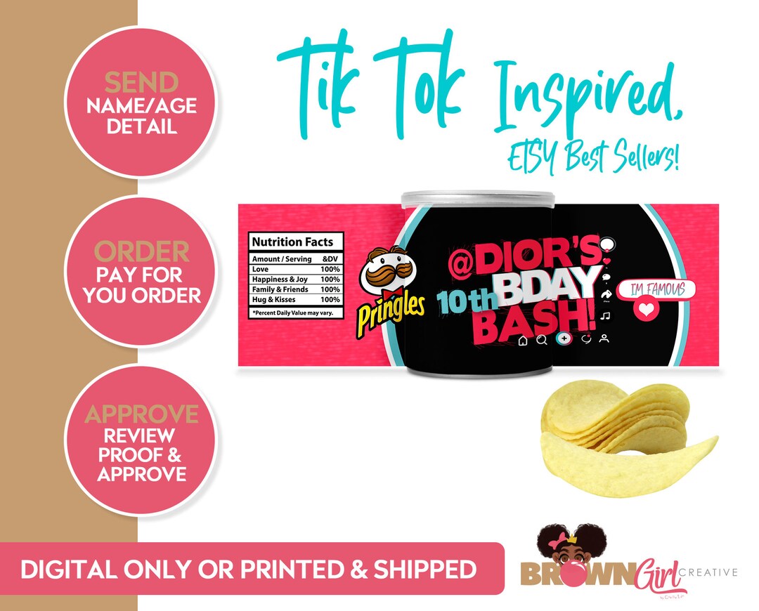 Tik Tok Pringles Tik Tok Party Favor Tik Toks Birthday Etsy