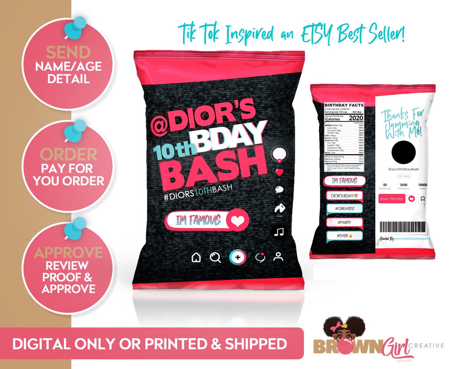 Tik Tok Inspired Chip Bag Favor Bag Tik Tok Chip Bag Etsy