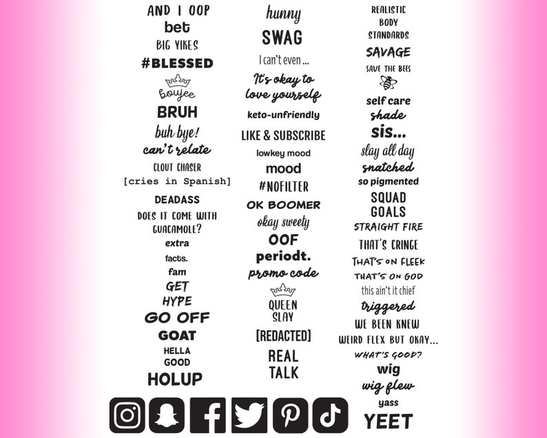 Millennial/Generation Z Slang & Phrases Etsy