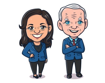 Kawaii President Joe Biden Vice President Kamala Harris SVG + PNG