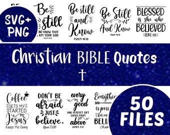 50 Christian Bible Quote Designs SVG PNG Bundle Cricut & Silhouette Files Instant Download