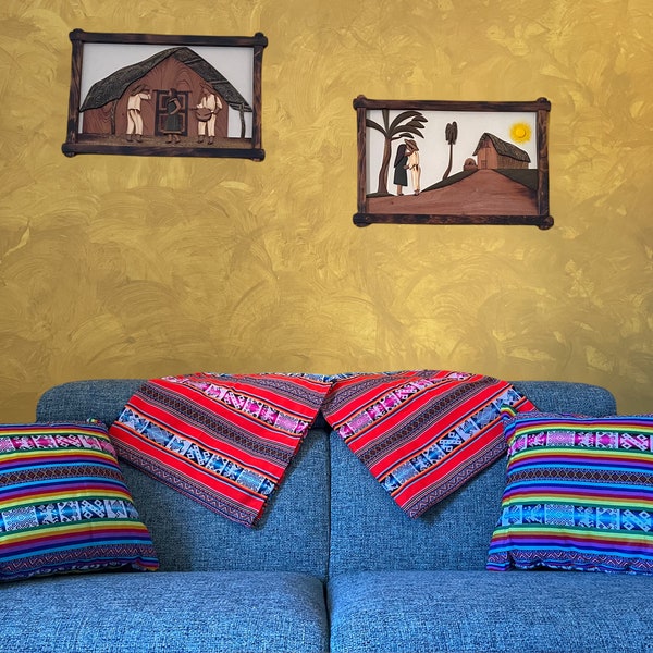 Handmade Aguayo Pillows - Vibrant South American Textile Pillows - Boho Home Decor and Ethnic Atmosphere.