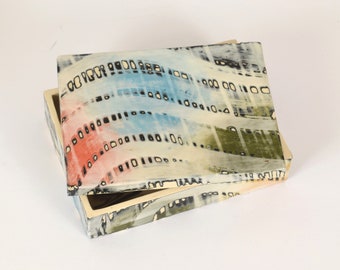 Colorful ceramic jewelry box, handmade