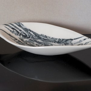 Black and white ceramic dish, one of a kind