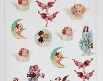 VinTaGe IMaGe TRiO Of AnGeLs ShaBby WaTerSLiDe DeCALs TRaNsFeRs