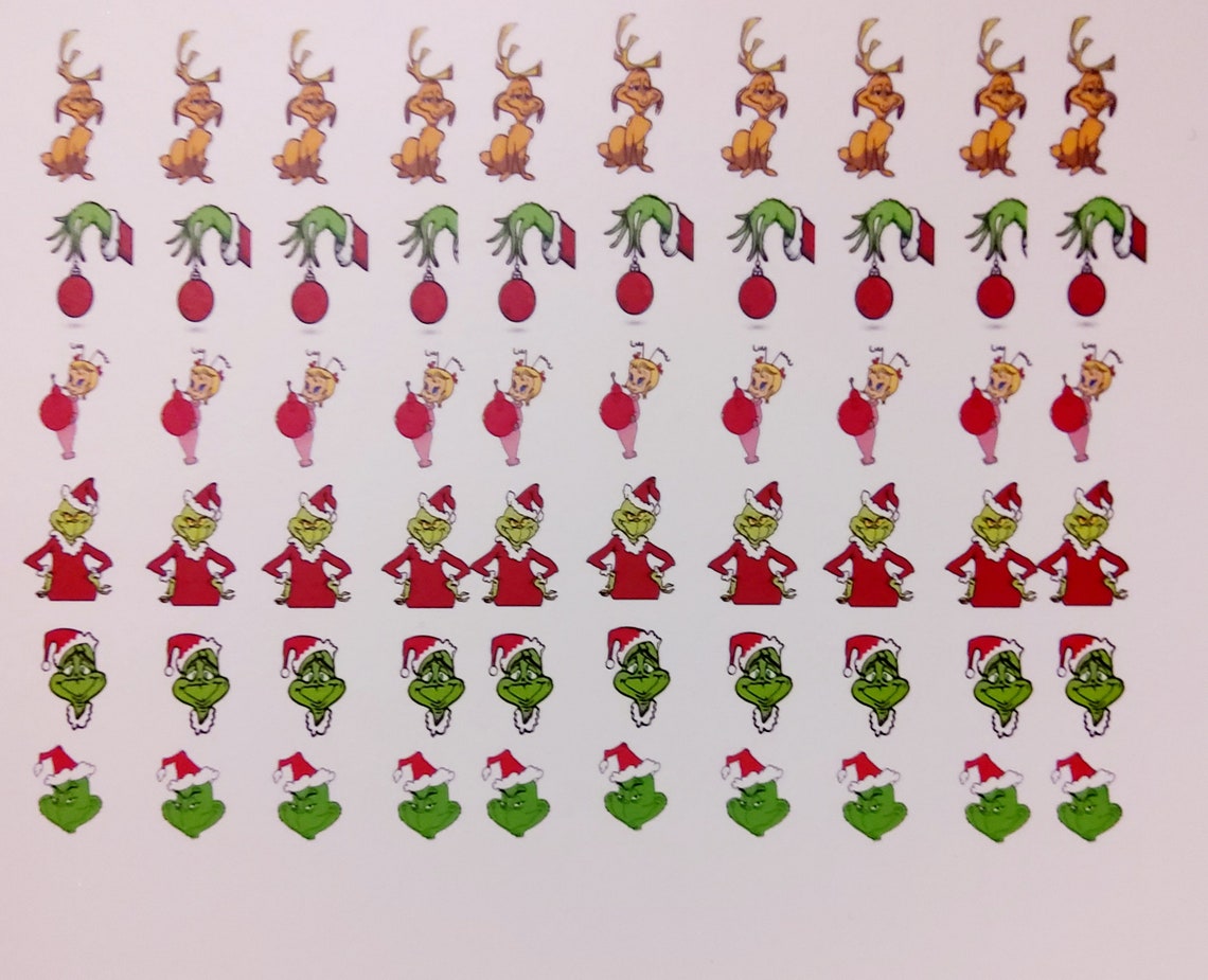 Grinch nail decals grinch hand christmas Decals waterslide Etsy