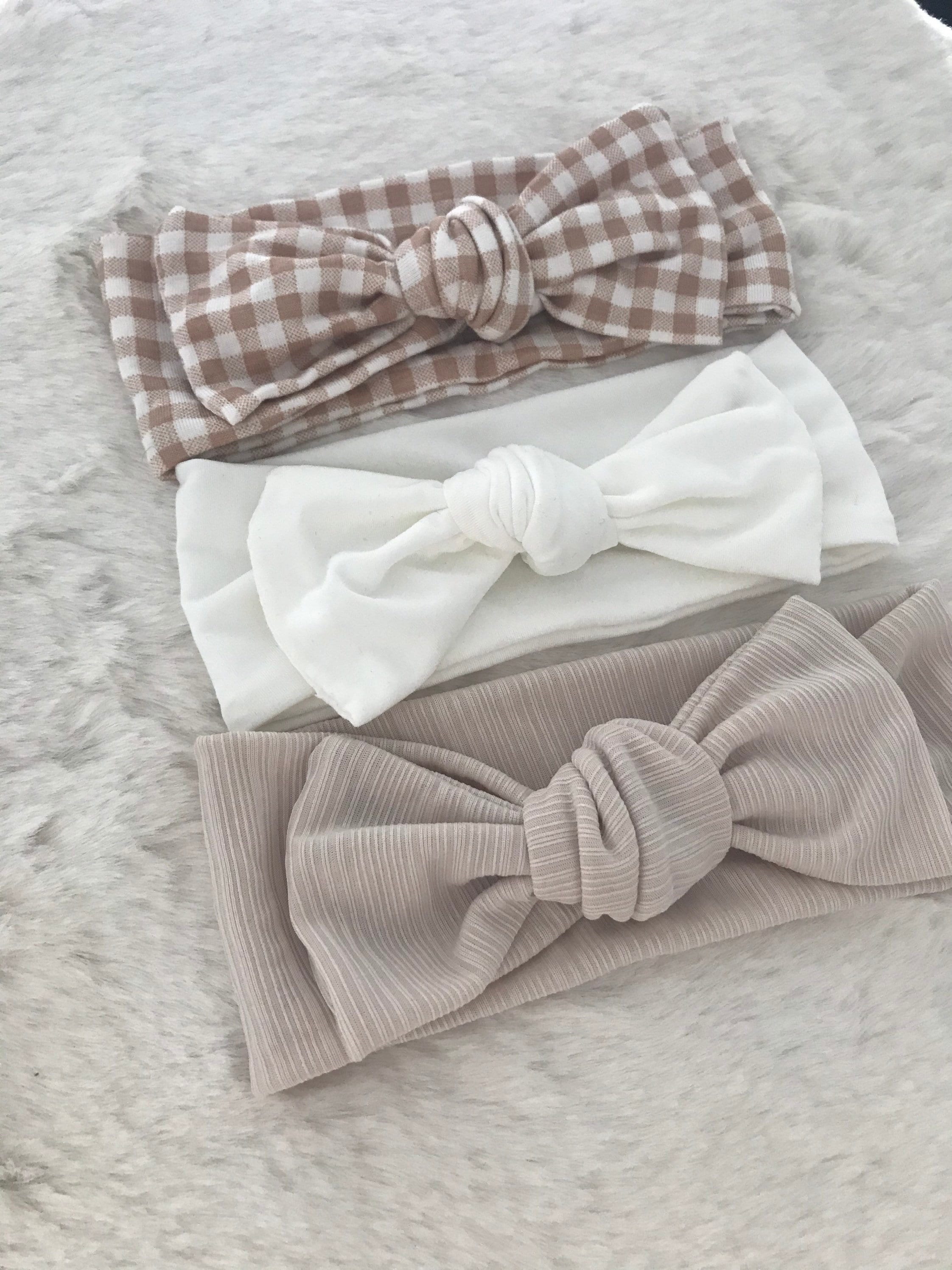 Baby Girl Headbands Beige/ivory White Etsy UK