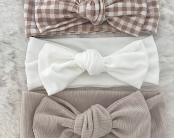 Faixas de cabelo para bebê menina - bege/branco marfim