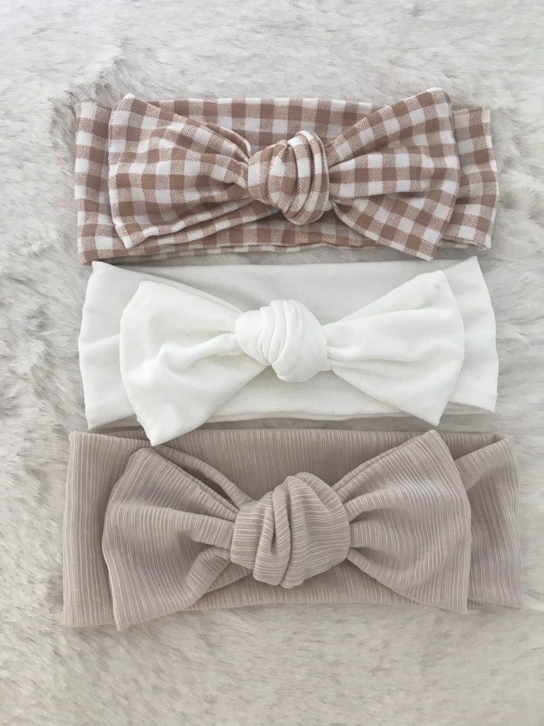 Baby Girl Headbands Beige/ivory White Etsy UK