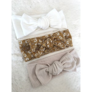 Baby girl headbow Floral/ribbed