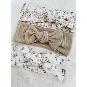 Girls headband- brown/beige floral