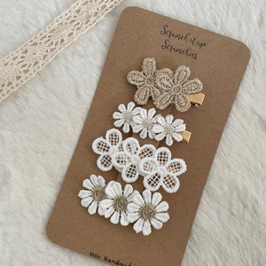 Mädchen zierliche Blumen Haarspangen in gold und weiß