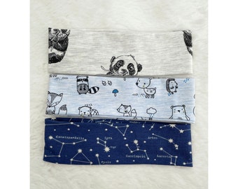 Baby boys headbands - blue and cream prints