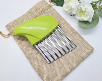 Wax Melt Bar Cutter with Burlap Bag - Lime Green - Large Crinkle Cutter