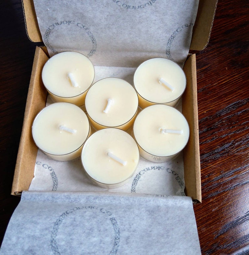 Soy Wax Tea Lights 4 hour Unscented Clear Cup 6, 12 or 24 6 tealights