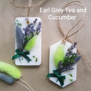 Soy Wax Air Freshener Hanging Wardrobe Freshener Scented Aroma Tablet Wedding favour Postable gift Wax Sachet Teacher Gift Earl Grey & Cucumber