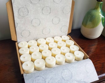 Soy Wax Tea Lights - 4+ hour -Unscented - Clear Cup 6, 12 or 24