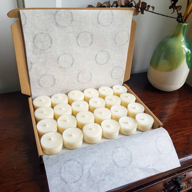 Soy Wax Tea Lights 4 hour Unscented Clear Cup 6, 12 or 24 24 tealights