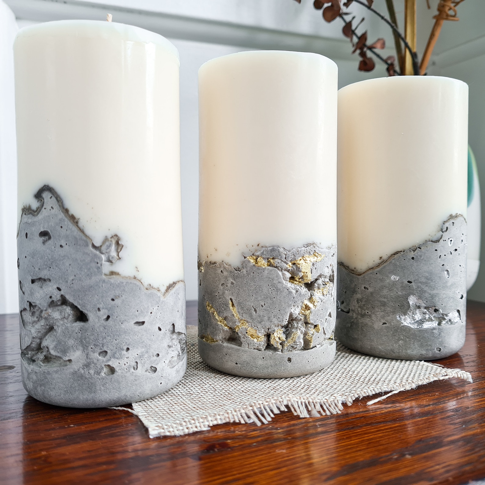 Concrete Candle Soy Wax Plain Concrete Pillar Candle Etsy