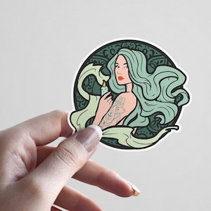 Jugendstil Kerze Hexe Vinyl Sticker
