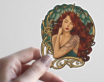 Art Nouveau Sea Witch Vinyl Sticker