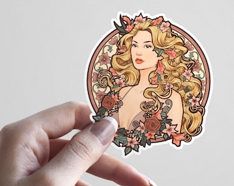 Floral Art Nouveau Persephone Vinyl Sticker