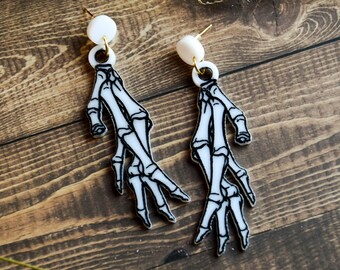 Skeleton Hand Lightweight Acrylic Earrings