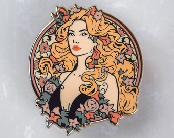 Floral Art Nouveau Persephone Enamel Pin
