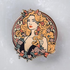 Floral Art Nouveau Persephone Enamel Pin