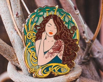 Art Nouveau Sea Witch Enamel Pin