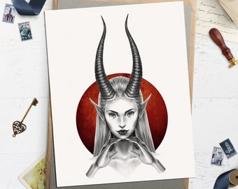 Horned Woman Wall Art Print