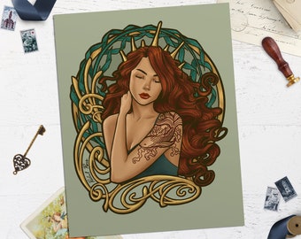 Art Nouveau Sea Witch Wall Art Print