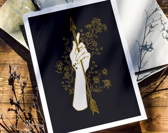 Gold Arrow of Artemis Goddess Wall Art Print