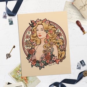 Floral Art Nouveau Persephone Wall Art Print