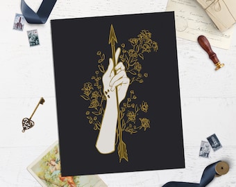 Gold Arrow of Artemis Goddess Wall Art Print