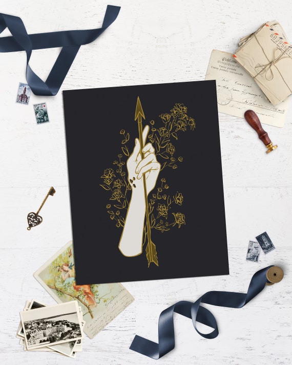 Gold Arrow of Artemis Goddess Wall Art Print
